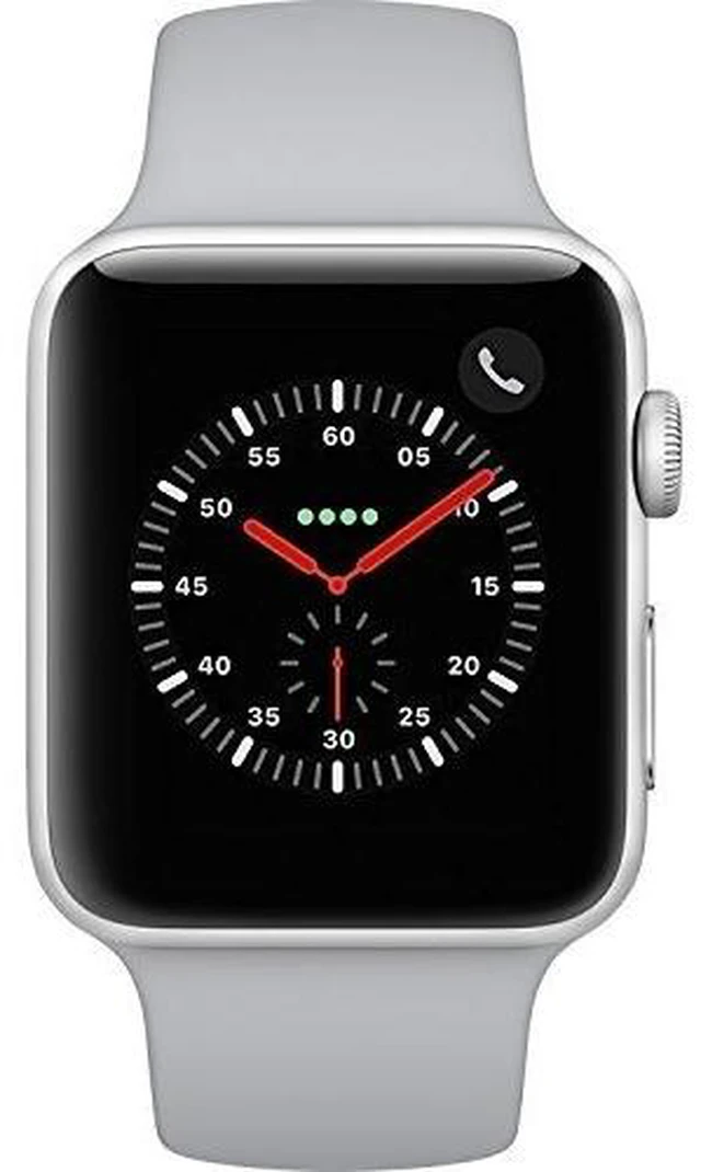 Alt view image 2 of 4 - Apple Watch Series 3 - GPS+Cellular - Silver Aluminum Case with Fog Sport Band - 42mm (Renewed)