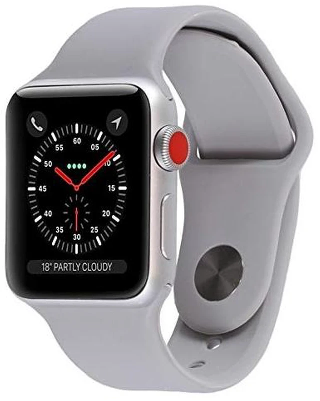 Alt view image 4 of 4 - Apple Watch Series 3 - GPS+Cellular - Silver Aluminum Case with Fog Sport Band - 42mm (Renewed)