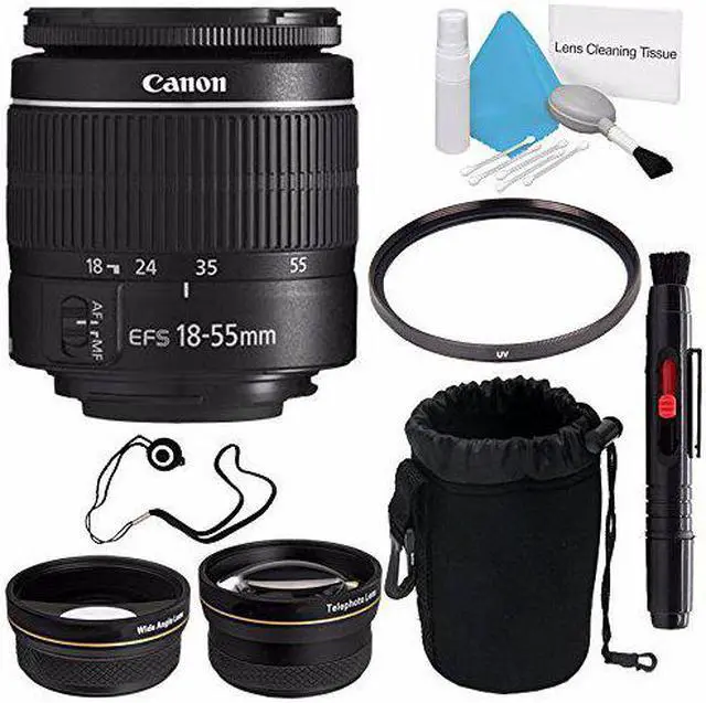 Alt view image 2 of 2 - Canon EF-S 18-55mm f/3.5-5.6 III Lens (International Model) + 58mm Wide Angle Lenses + 58mm UV Filter + Deluxe Lens Pouc