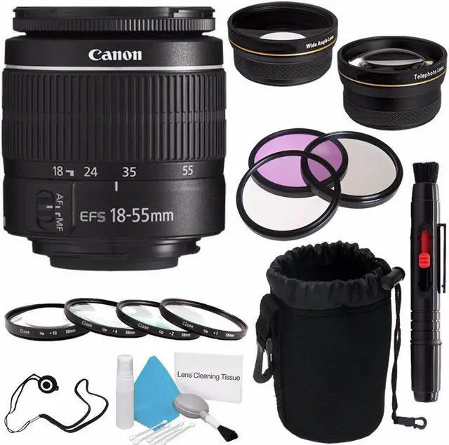 Main image of Canon EF-S 18-55mm f/3.5-5.6 III Lens (International Model) + 58mm Wide Angle Lenses + 58mm Macro Close Up Kit + 58mm 3