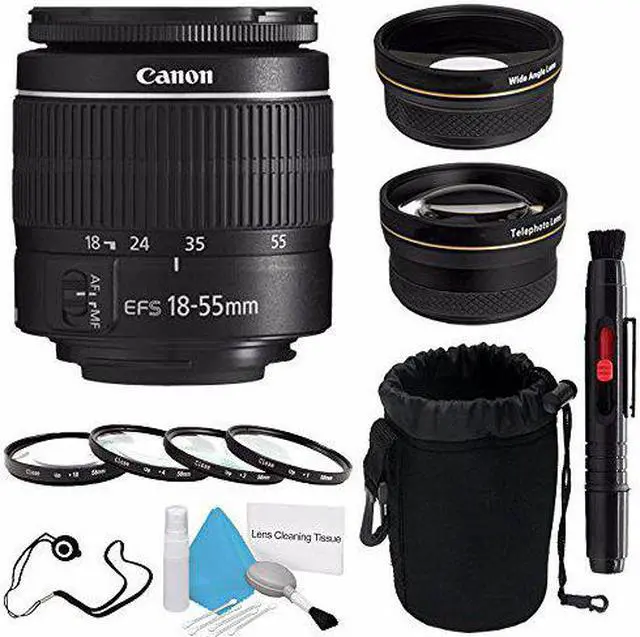 Alt view image 2 of 2 - Canon EF-S 18-55mm f/3.5-5.6 III Lens (International Model) + 58mm Wide Angle Lenses + 58mm Macro Close Up Kit