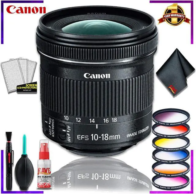 Main image of Canon EF-S 10-18mm f.4.5-5.6 is STM Lens (International Model) + Vivitar Graduated Color Filter Kit + Cleaning Kit