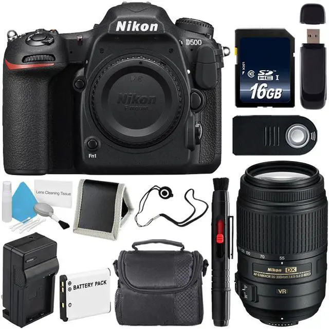Alt view image 2 of 2 - Nikon D500 DSLR Camera (Body Only) (International Model)  + Nikon AF-S DX 55-300mm f/4.5-5.6G ED VR Lens + Carrying Case + Universal Wireless Remote Shutter Release Bundle