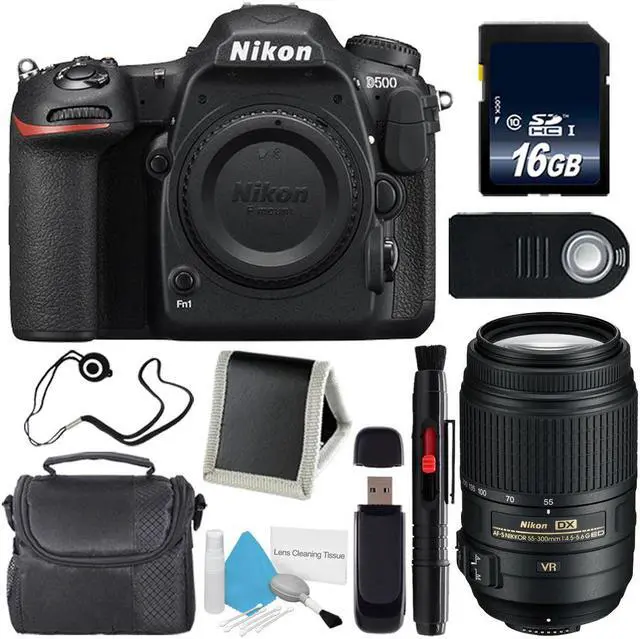 Alt view image 2 of 2 - Nikon D500 DSLR Camera (Body Only) (International Model)  + Nikon AF-S DX 55-300mm f/4.5-5.6G ED VR Lens + Carrying Case + Universal Wireless Remote Shutter Release Bundle