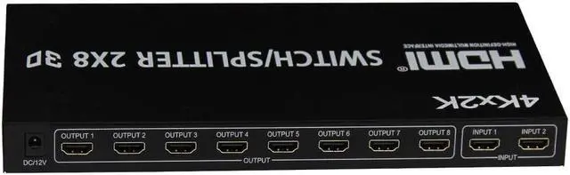 Alt view image 5 of 9 - 4XEM 2x8 Port HDMI Splitter\Switcher Supports 3D 4K/2K