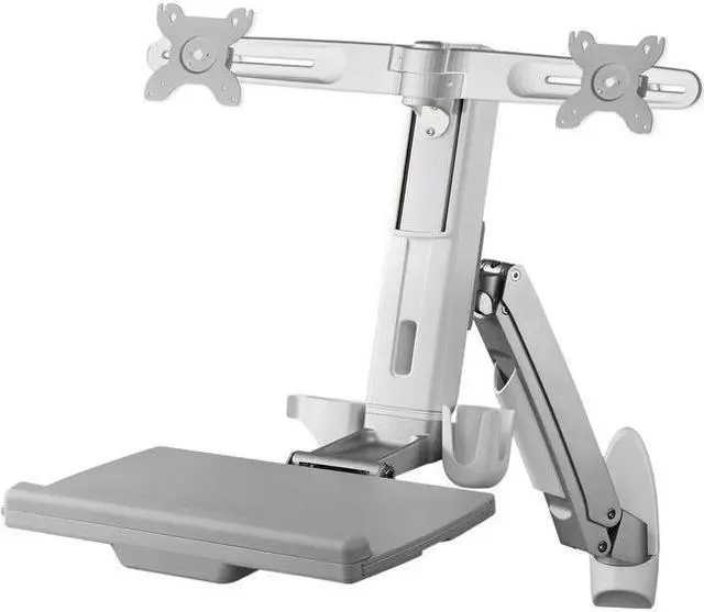 Alt view image 7 of 8 - Amer Networks AMR2AWS | Dual Combo Articulating Workstation Wall Mounts | Supports 24" LCD per Arm