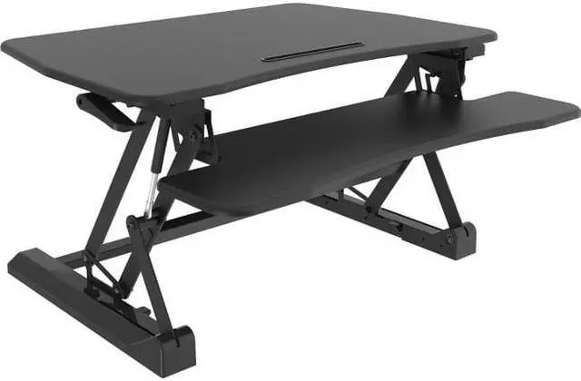 Alt view image 3 of 6 - Amer Mounts EXriserPro Sit & Standing Desk with Keyboard & Mouse Deck - Black