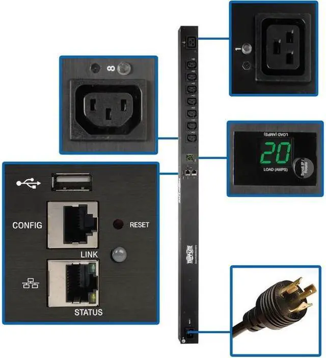 Alt view image 6 of 10 - Tripp Lite PDUMV20HVNET2LX 8-Outlet PDU