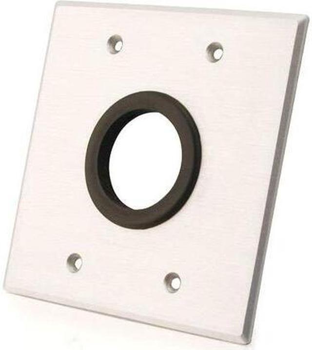 Alt view image 12 of 16 - C2g 1.5In Grommet Cable Pass Through Double Gang Wall Plate - Brushed Aluminum