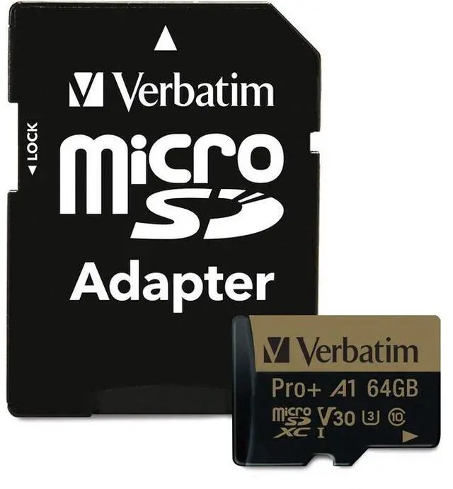 Alt view image 6 of 11 - Verbatim Pro Plus 666X 64GB micro SDXC USH-I V30 U3 A1 Class 10 Memory Card with Adapter