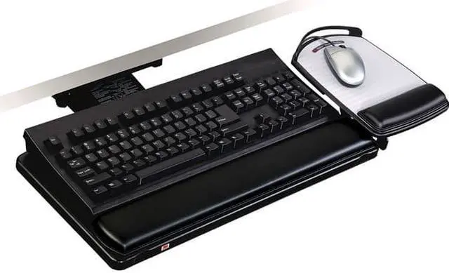 Alt view image 11 of 20 - 3M Knob Adjust Keyboard Tray With Highly Adjustable Platform Black AKT80LE