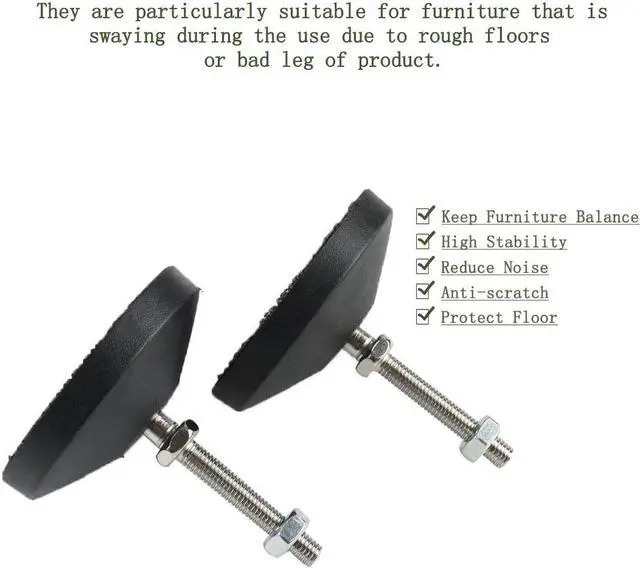 Alt view image 6 of 7 - M8 x 50 x 80mm Leveling Feet Adjustable Leveler Protector for Machine Leg 2pcs