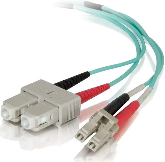 Alt view image 3 of 6 - C2G 2m LC-SC 50/125 OM4 Duplex Multimode PVC Fiber Optic Cable - Aqua