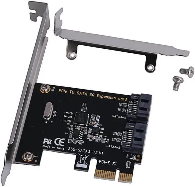 Alt view image 5 of 6 - PCI-E PCIe PCI Express to SATA 3.0 2 Port SATA III Expansion Controller 6G Card Adapter