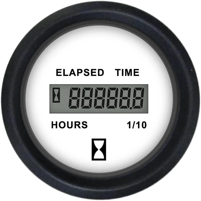 Alt view image 6 of 6 - Faria Euro White 2" Hourmeter (10000 Hrs) (12-32 VDC)