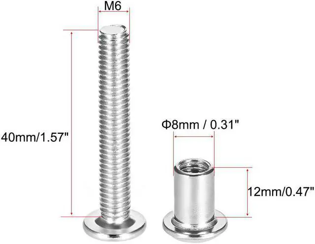 Alt view image 2 of 3 - Hex Socket Screw Post Binding Screws Leather Fastener, M6x40mm, Stainless Steel, 5 Sets