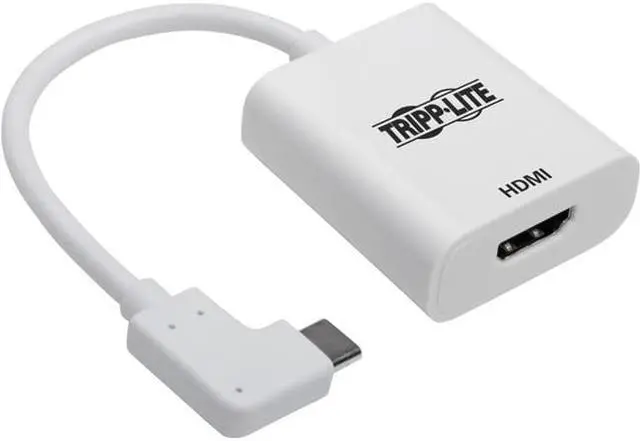 Alt view image 5 of 6 - Tripp Lite Right-Angle USB C to HDMI 4K Adapter Cable USB-C M/F White 6in - 5.98" HDMI/Thunderbolt 3 A/V Cable for Ultrabook, Monitor, Workstation, Tablet, Audio/Video Device, Smartphone, Chromeb