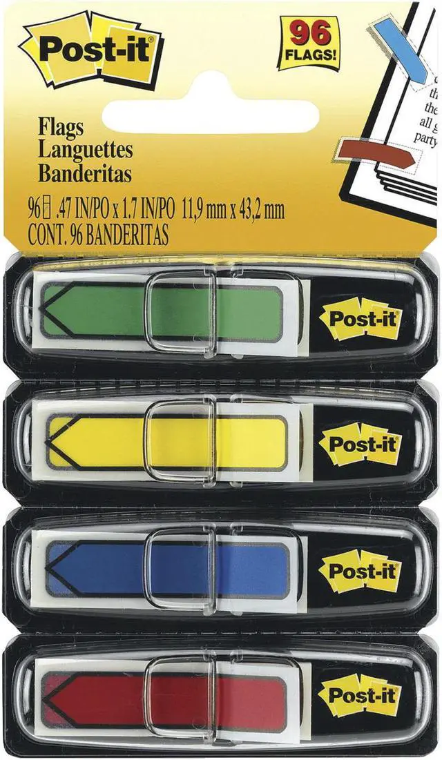 Alt view image 8 of 20 - Post-it Arrow 1/2" Page Flags Blue/Green /Red/Yellow 24/Color 96-Flags/Pack