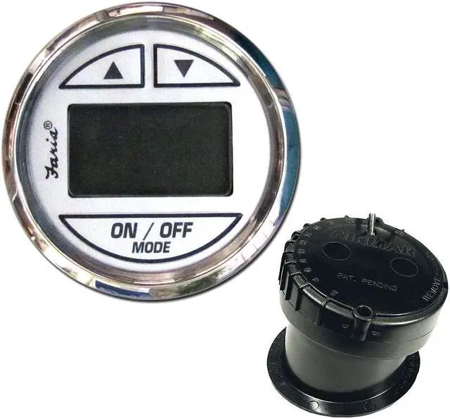 Alt view image 3 of 4 - Faria 2" Depth Sounder w/In-Hull Transducer - Chesapeake White - Stainless Steel Bezel