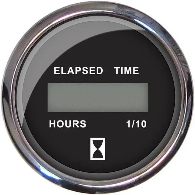 Alt view image 6 of 6 - Faria 2" Hourmeter 10,000 Hours Digital, 12-32VDC - Chesapeake Black w/Stainless Steel Bezel