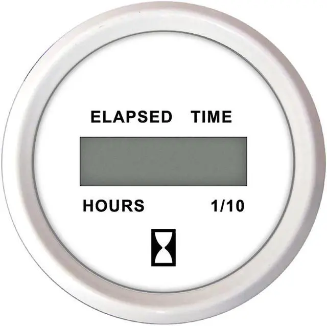 Alt view image 4 of 4 - Faria 2" Hourmeter (Digital) 10,000 Hours 12-32VDC Dress White - Retail Package