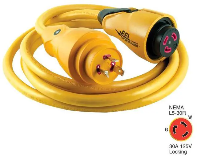 Alt view image 6 of 6 - Marinco CS30-12 EEL 30A 125V Shore Power Cordset - 12' - Yellow