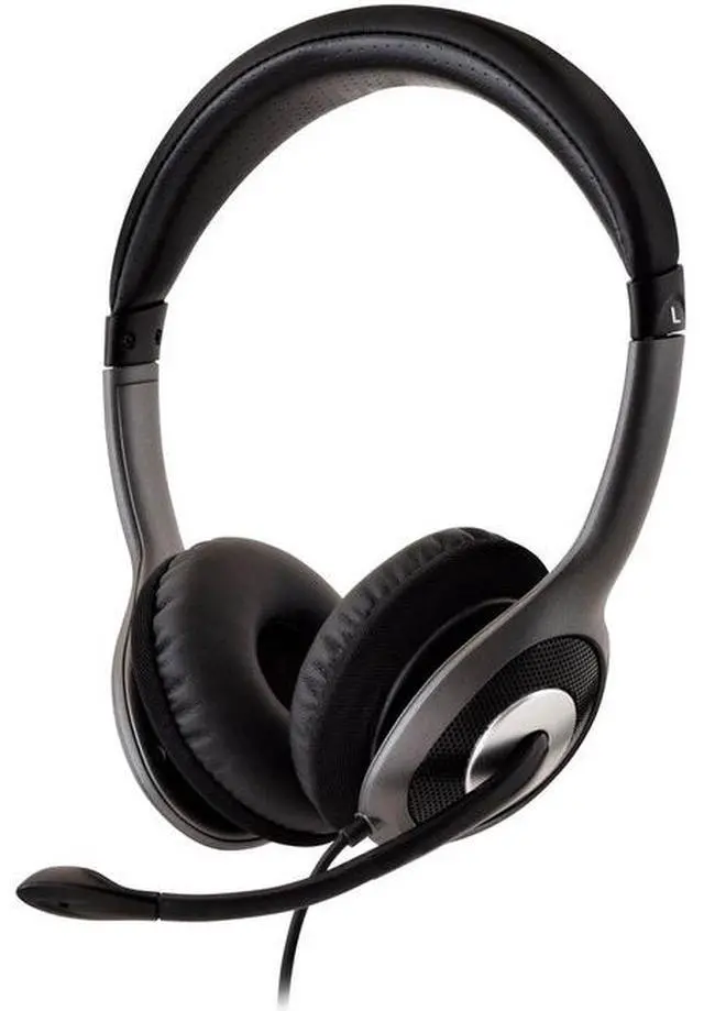 Main image of V7 HU521 Deluxe USB Stereo Headphones with Microphone - Black & Grey