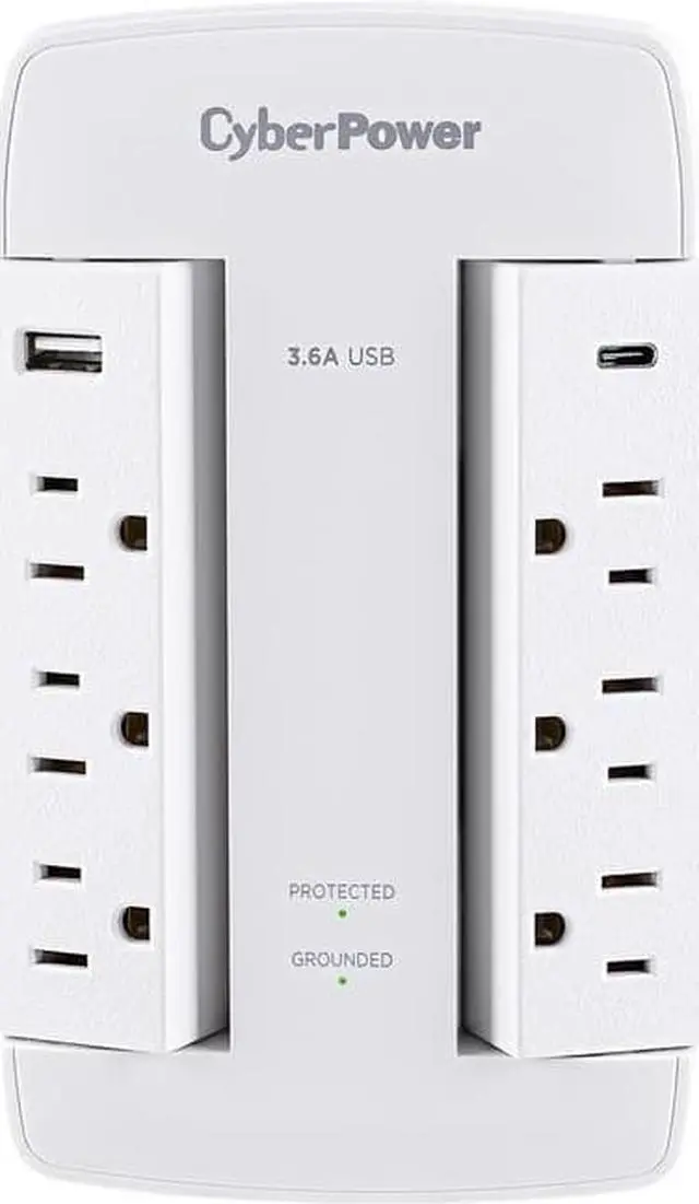 Alt view image 5 of 9 - CyberPower Professional 6-Outlet Surge Suppressor/Protector - 6 x NEMA 5-15R, 3 x USB - 900 J - 125 V AC Input