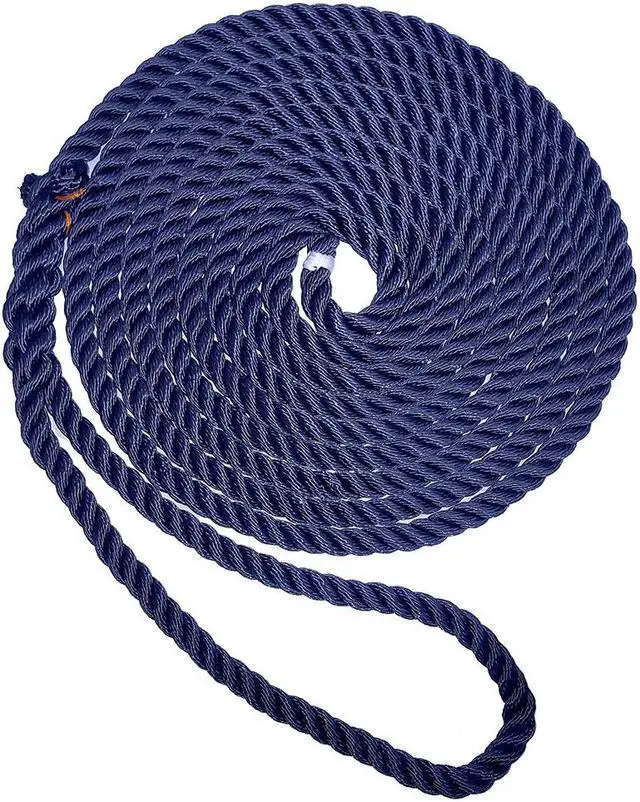 Alt view image 7 of 8 - New England Ropes 5/8" X 15' Premium Nylon 3 Strand Dock Line - Navy Blue