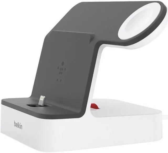 Alt view image 15 of 20 - BELKIN F8J237TTWHT PowerHouse White Charge Dock for Apple Watch + iPhone XS, iPhone XS Max, iPhone XR