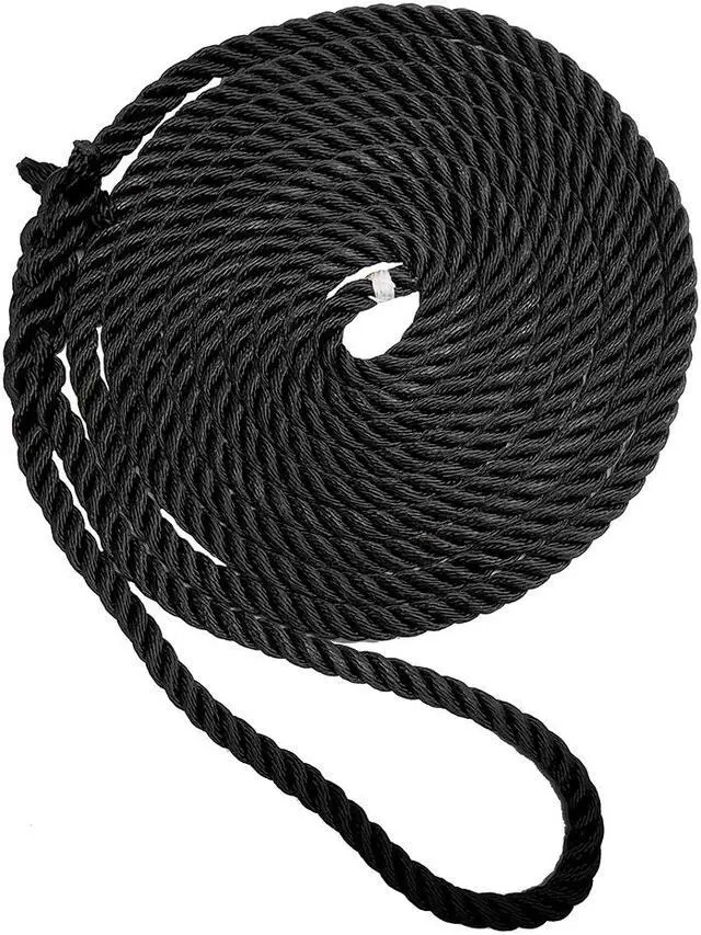 Alt view image 2 of 6 - New England Ropes 3/4" X 35' Premium Nylon 3 Strand Dock Line - Black
