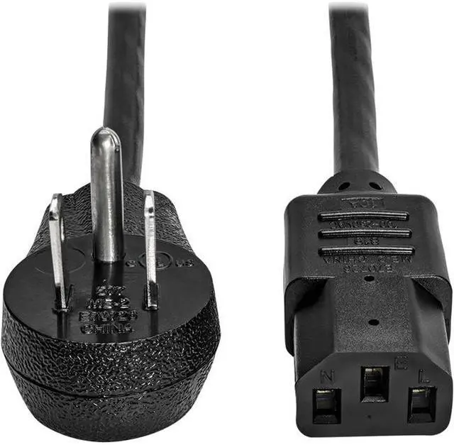 Alt view image 2 of 4 - Tripp Lite Model P006-003-15D 3 ft. Desktop Computer AC Power Cord, Right-Angle NEMA 5-15P to C13 - 10A, 125V, 18 AWG, 3 ft. Black