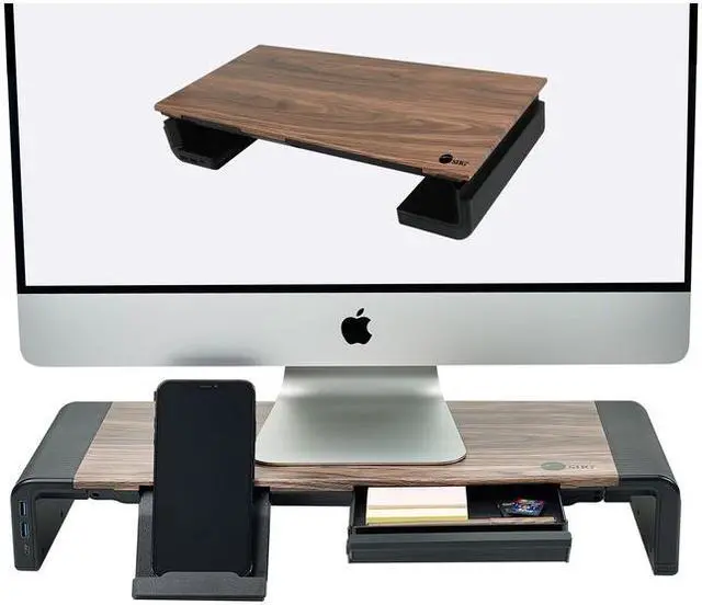 Alt view image 3 of 15 - SIIG Stylish Foldable Monitor Stand with USB Hub CEMT2Q12S1