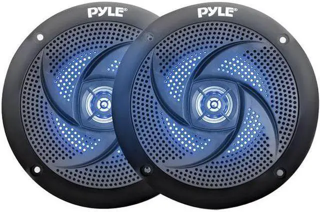 Alt view image 10 of 11 - Pyle Marine Speakers - 4 Inch 2 Way Waterproof and Weather Resistant Outdoor Audio Stereo Sound System with LED Lights, 100 Watt Power and Low Profile Slim Style - 1 Pair PLMRS43BL (Black)