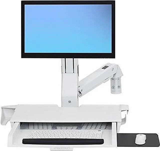 Alt view image 5 of 9 - Ergotron StyleView Sit-Stand Combo Arm with Worksurface - Mounting kit ( mouse holder, wrist rest, bar code scanner holder, VESA adapter, wall mount bracket, keyboard tray, flat horizontal surface bas