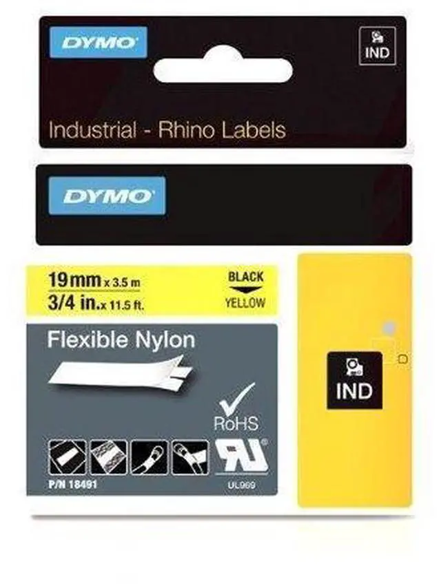 Alt view image 3 of 3 - Dymo LABEL, DYMO RHINO, YELLOW 3/4"x11.5'