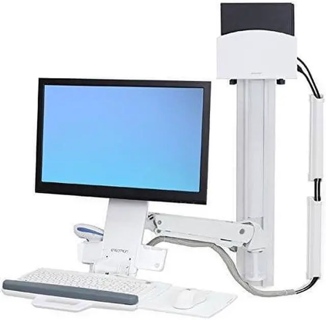 Alt view image 6 of 9 - Ergotron StyleView Wall Mount for Monitor, CPU, Keyboard, Scanner, Mouse - White - 24" Screen - 29