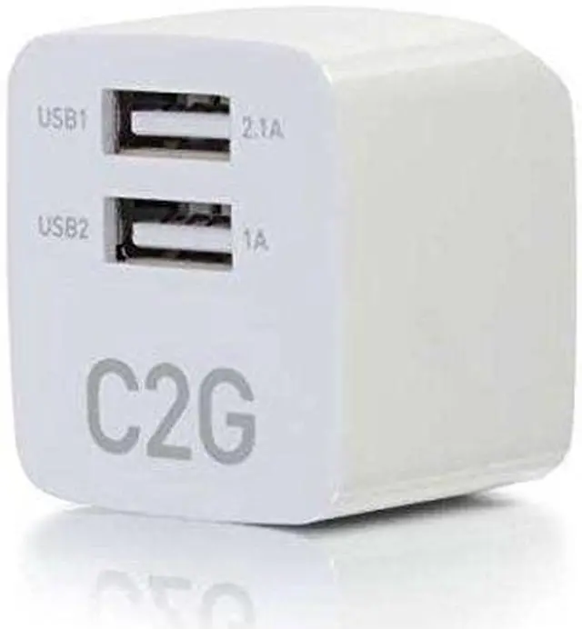 Alt view image 5 of 16 - C2G 22322 2-Port USB Foldable Wall Charger for Apple, Android and Tablets - Compatible with Samsung and iPhone - AC to USB Adapter, 5V 2.1A Output, White