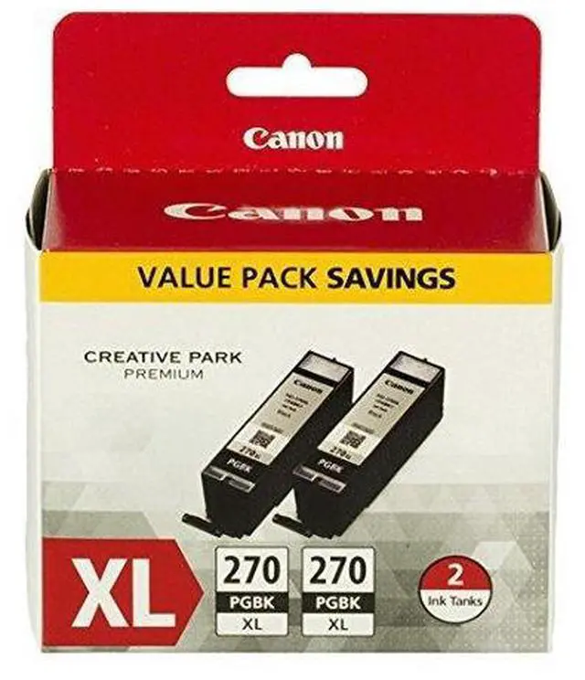 Alt view image 12 of 19 - Canon PGI-270 XL High Yield Ink Cartridge - Dual Pack - Pigmented Black