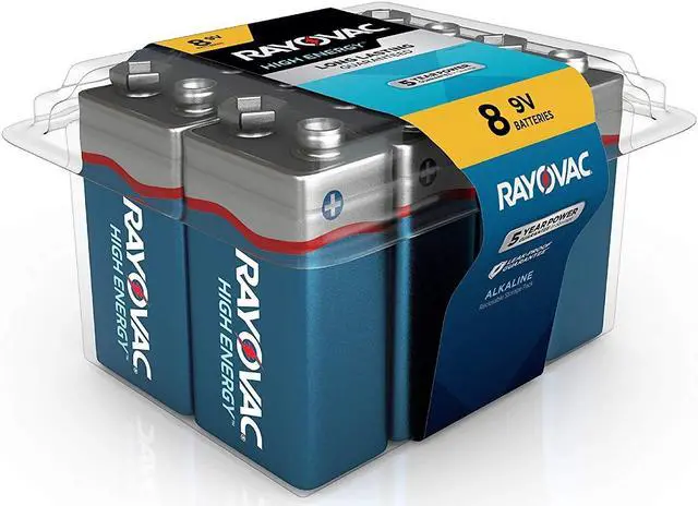 Alt view image 2 of 15 - Rayovac High Energy Premium Alkaline Battery 9V 8/Pack A16048PPK