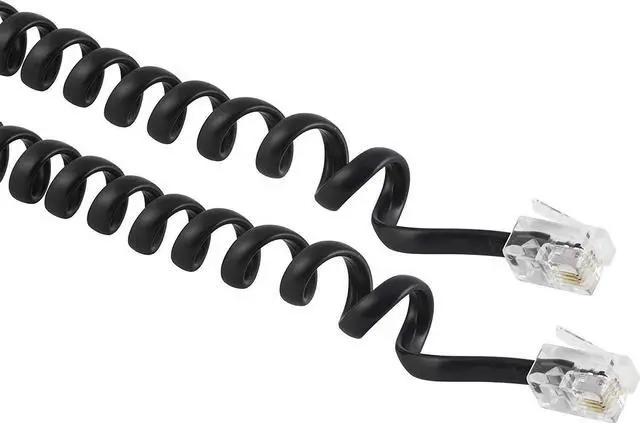 Alt view image 4 of 6 - Coiled Telephone Cord Plug/Plug 25 ft Black 7613999986139