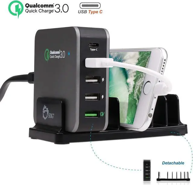 Alt view image 5 of 11 - SIIG AC-PW1714-S1 5Port Smart USB Charger Blk