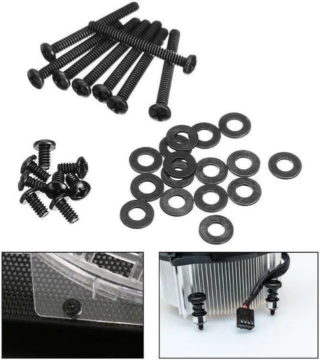 Alt view image 2 of 6 - Durable Metal Water Cooling Radiator Screw Kit Black For Corsair Hydro Series