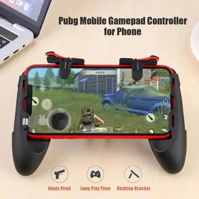 Alt view image 5 of 5 - 3 in 1 Mobile Gamepad Controller for PUBG Joystick Trigger Fire Button Key with Phone Holder Bracket for PUBG Game