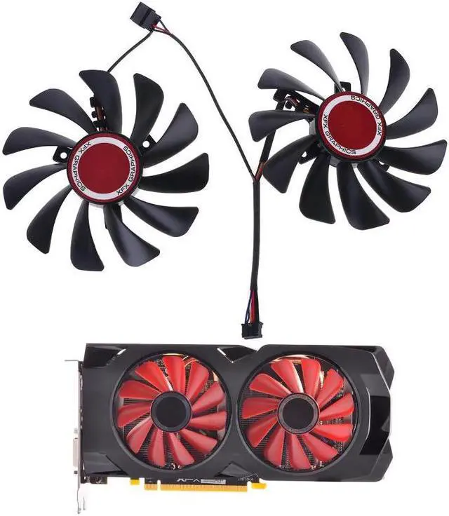 Alt view image 4 of 5 - 2pcs 95mm FDC10U12S9-C CF1010U12S Cooler Fan for XFX Radeon RX580 RX590 Graphics Card Cooling Fan