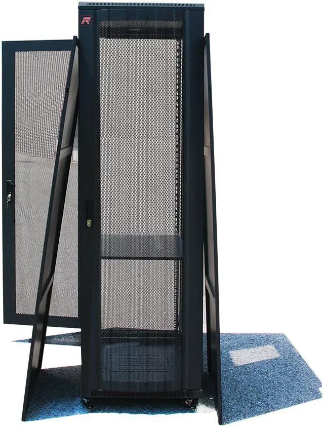 Alt view image 5 of 14 - Sysracks 42U 39" Deep Mesh Doors IT Network Free Standing Server Rack Cabinet Enclosure $150 Value: Shelf, Thermo System, Powerbar, 4 Fans and more