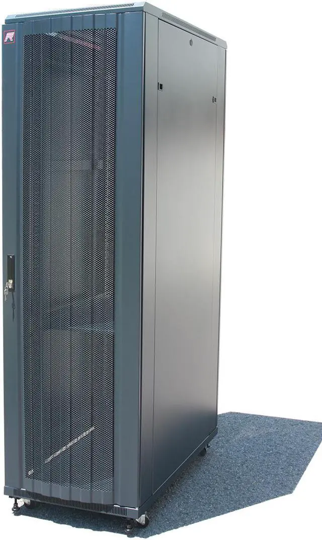 Alt view image 4 of 14 - Sysracks 42U 39" Deep Mesh Doors IT Network Free Standing Server Rack Cabinet Enclosure $150 Value: Shelf, Thermo System, Powerbar, 4 Fans and more