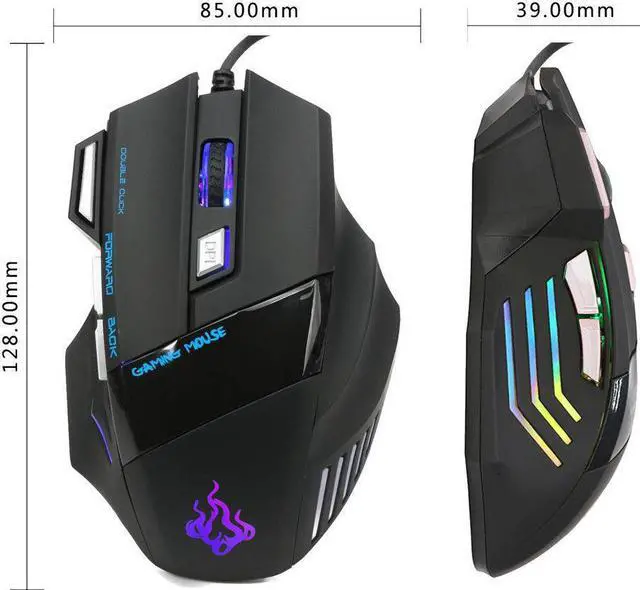 Alt view image 3 of 7 - 5500 DPI 7 Button LED Optical USB Wired Gaming Mouse Mice For Pro Gamer Cool