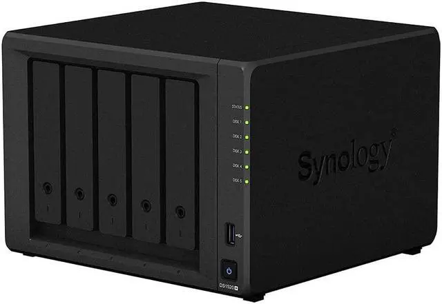 Alt view image 2 of 4 - Synology DiskStation DS1520+ NAS Server for Business with Celeron CPU, 8GB DDR4 Memory, 1TB M.2 SSD, 5TB SSD Storage, Synology DSM Operating System