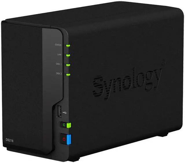 Alt view image 2 of 5 - Synology DiskStation DS218 NAS Server with RTD1296 1.4GHz CPU, 2GB Memory, 2TB SSD Storage, 1 x 1GbE LAN Port, DSM Operating System